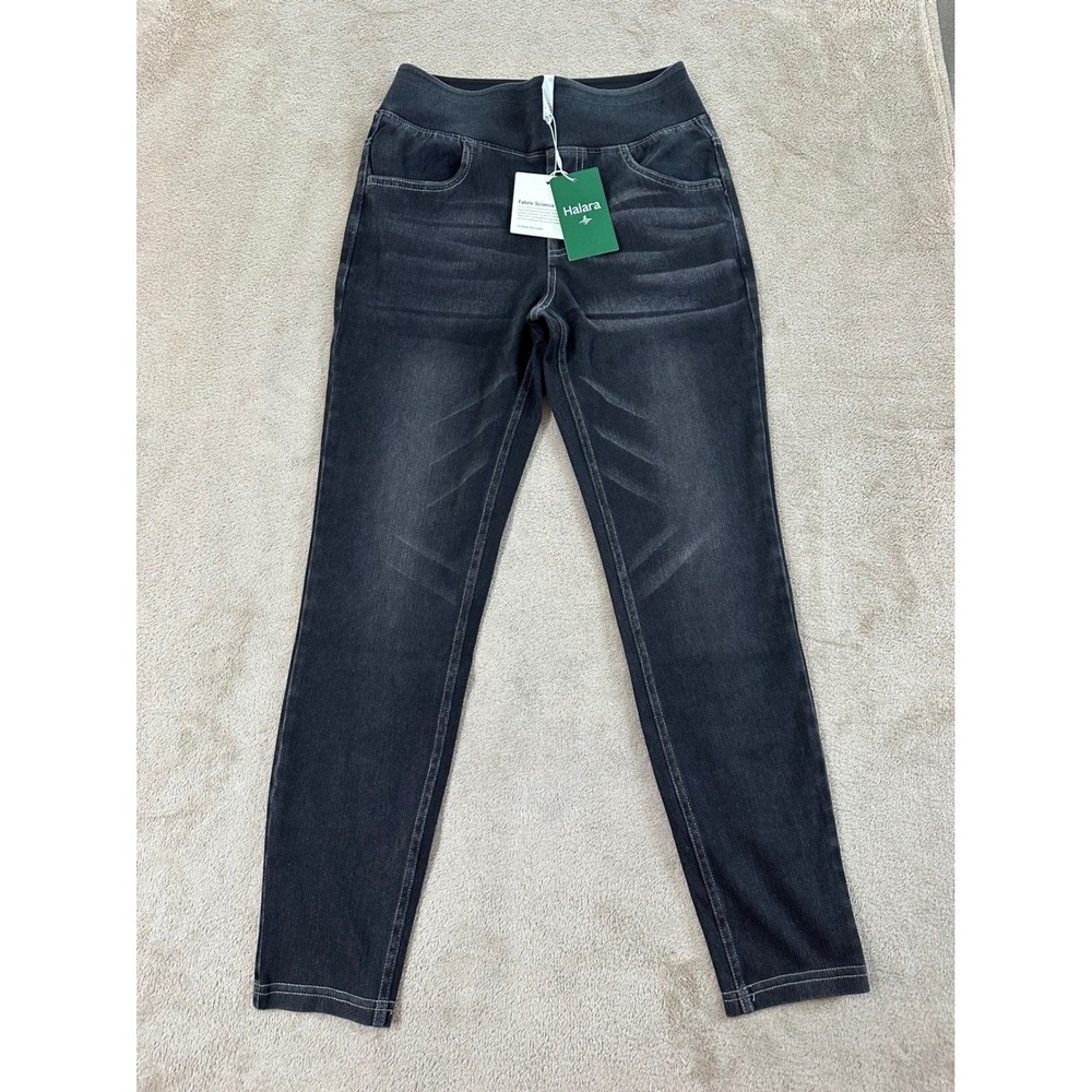 Halara Pull On Jeggings Women XS 7/8 Dark Gray Wash Athleisure Pants Stretch NEW